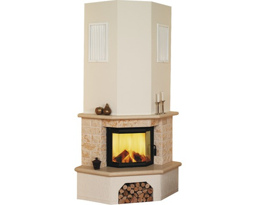 Chimenea de leña Hark Vermont 1 con mármol beige