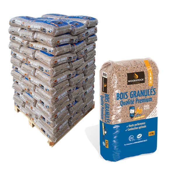 Palé de pellets Woodstock Premium con 66 sacos de 15 kg