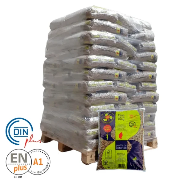 Palet de 72 sacos de Pellets Asturias de 15 kg