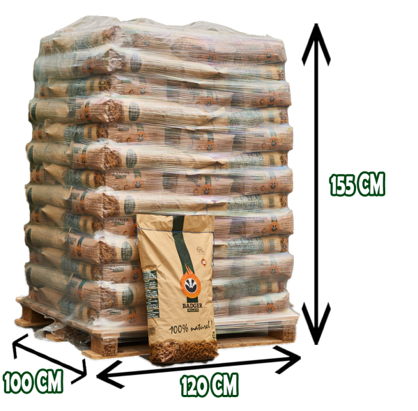 Palé de pellets Badger con 65 sacos de 15 kg