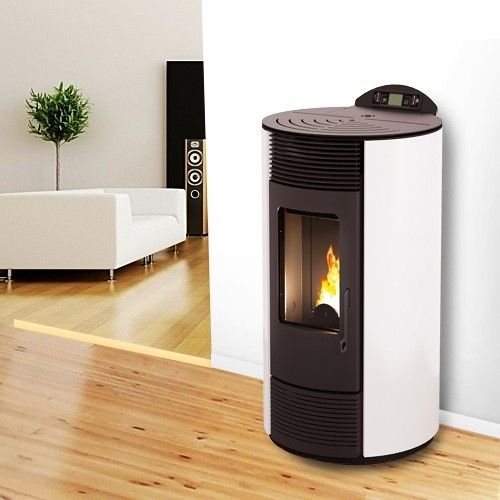 Estufa de pellets Moderna Smart blanca de 8,7 kW